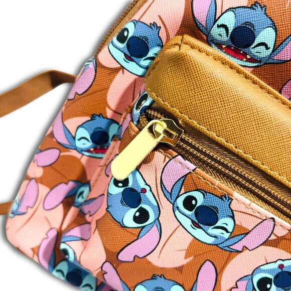 Disney Lilo & Stitch - Stitch Faces & Tropical Leaves Bioworld Mini Backpack NEW main image 8